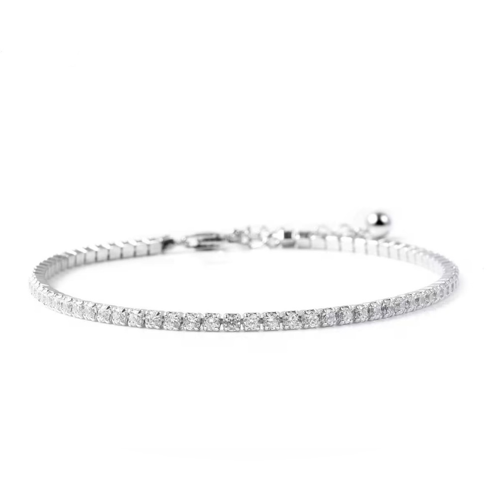 Elegant Simulated Diamond Silver Tennis Bracelet